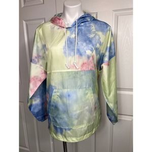 Spirit Jersey Women's Windbreaker Hooded Tie Dye Jacket Kangaroo Pocket Size M